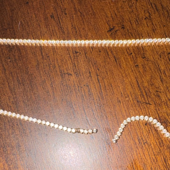 14k Stamped 585 Gold Tennis Necklace Broken Needs To Be Fixed - Picture 9 of 13